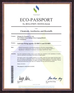 莊杰榮獲ZJ-R03A瑞士ECO-PASSPORT榮譽證書